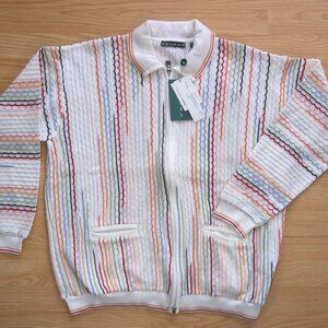 TUNDRA Cotton Blend Long Sleeve, Front Zip Dizzy Daisy Men's Cardigan, Size XL